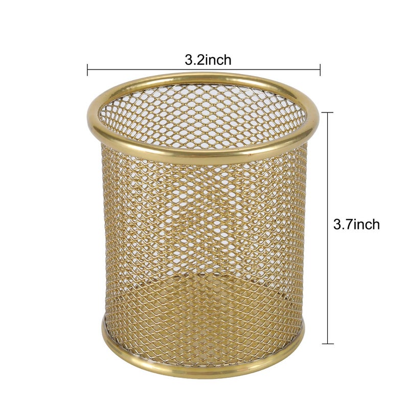 PAG Pencil Holder for Desk, 2 Pack Desktop Pen Cup, Office Supplies Desk Organizers and Accessories Organization, Makeup Brush Holder, Gold - Image 4